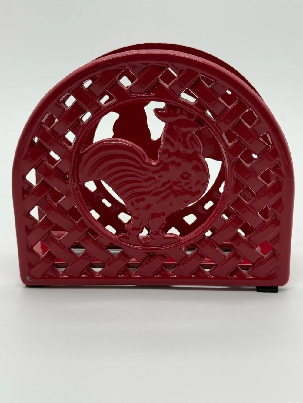 Red Cast Iron Rooster Napkin Holder Farmhouse Kitchen Decor